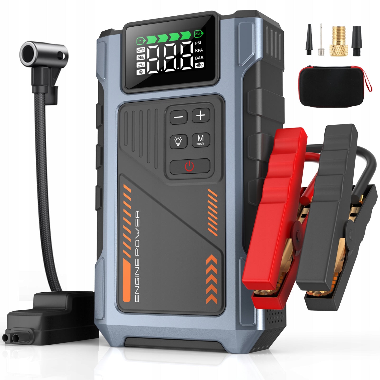 Powerbank Swarey 12000 mAh with jump starter and air Compressor Blue