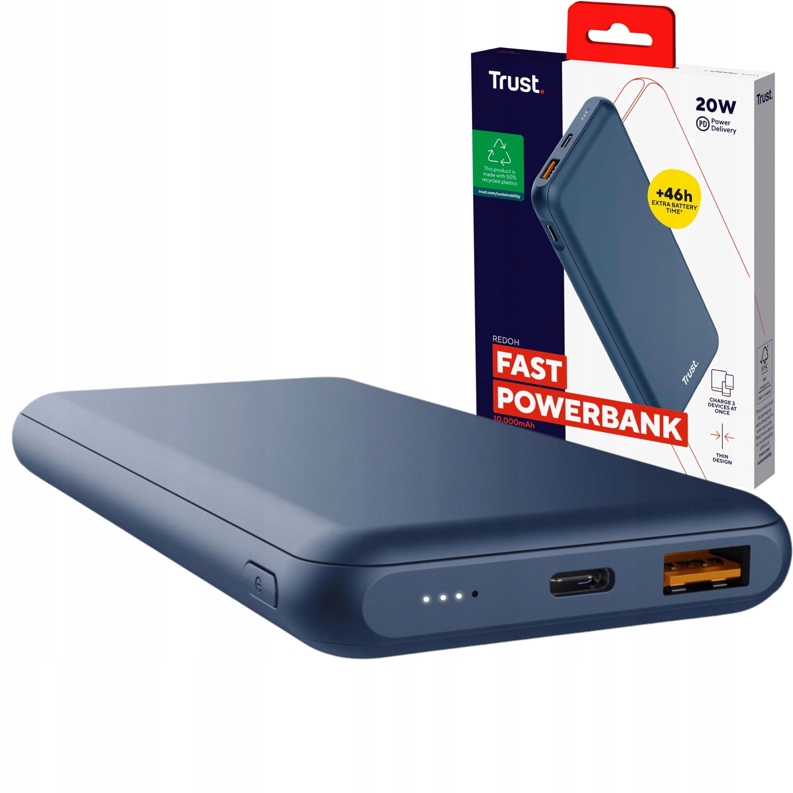 Powerbank TRUST Fast Charging 18W 10000mAh USB-C USB-A PD3.0 QC3.0
