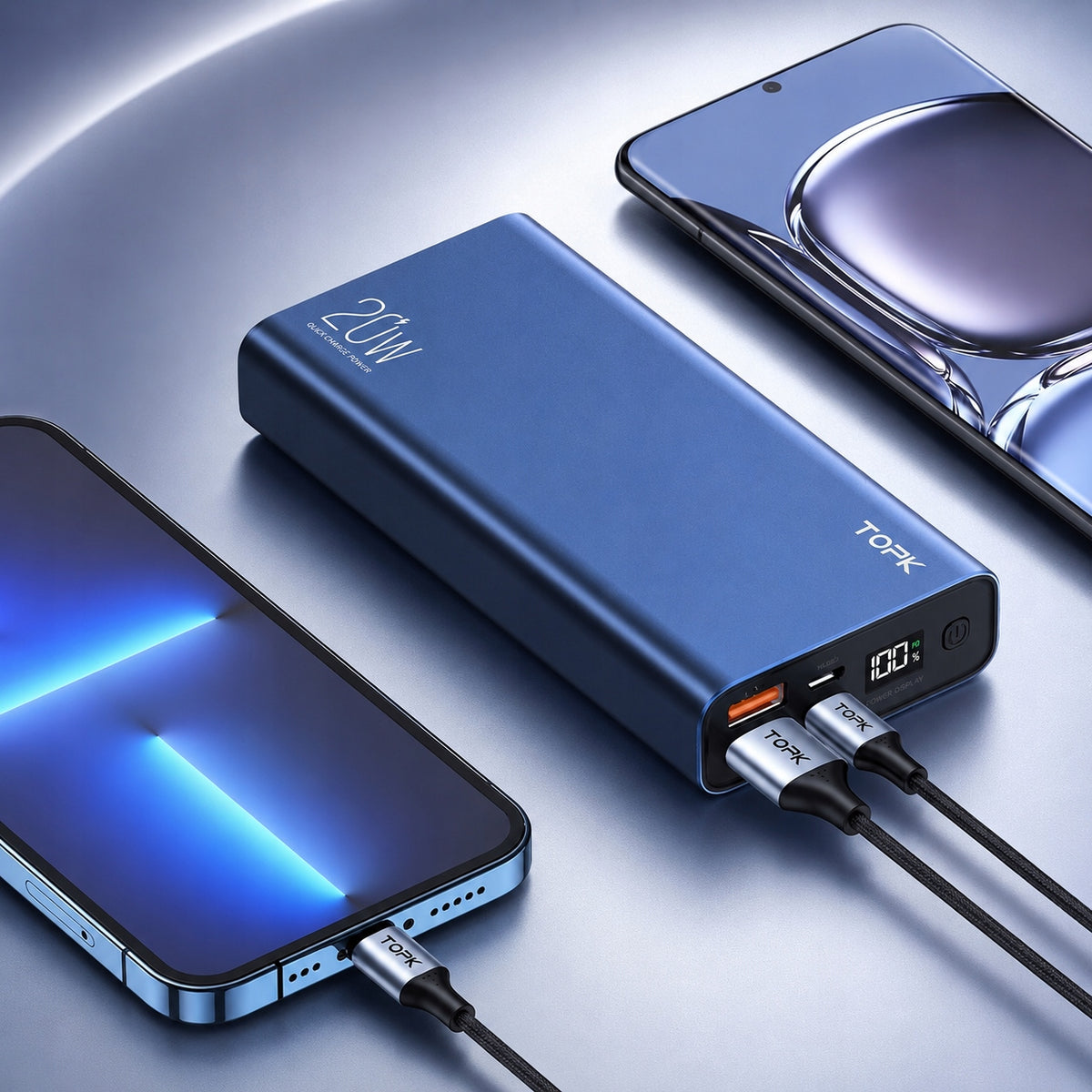 Powerbank fast charger PD 20W QC 3.0 USB C A micro 20000 mAh TOPK Manufacturer code 6971708061072