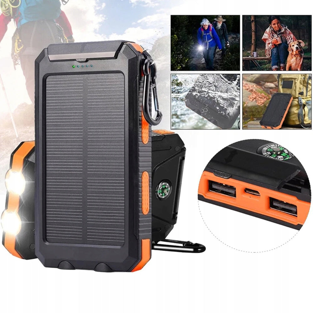 Powerbank solar charger 26800mAh flashlight panels USB solar panel