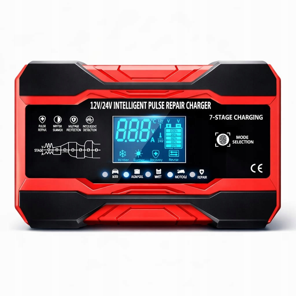 Powerful Battery Rectifier LCD Charger 12V 24V 10A Repair Function