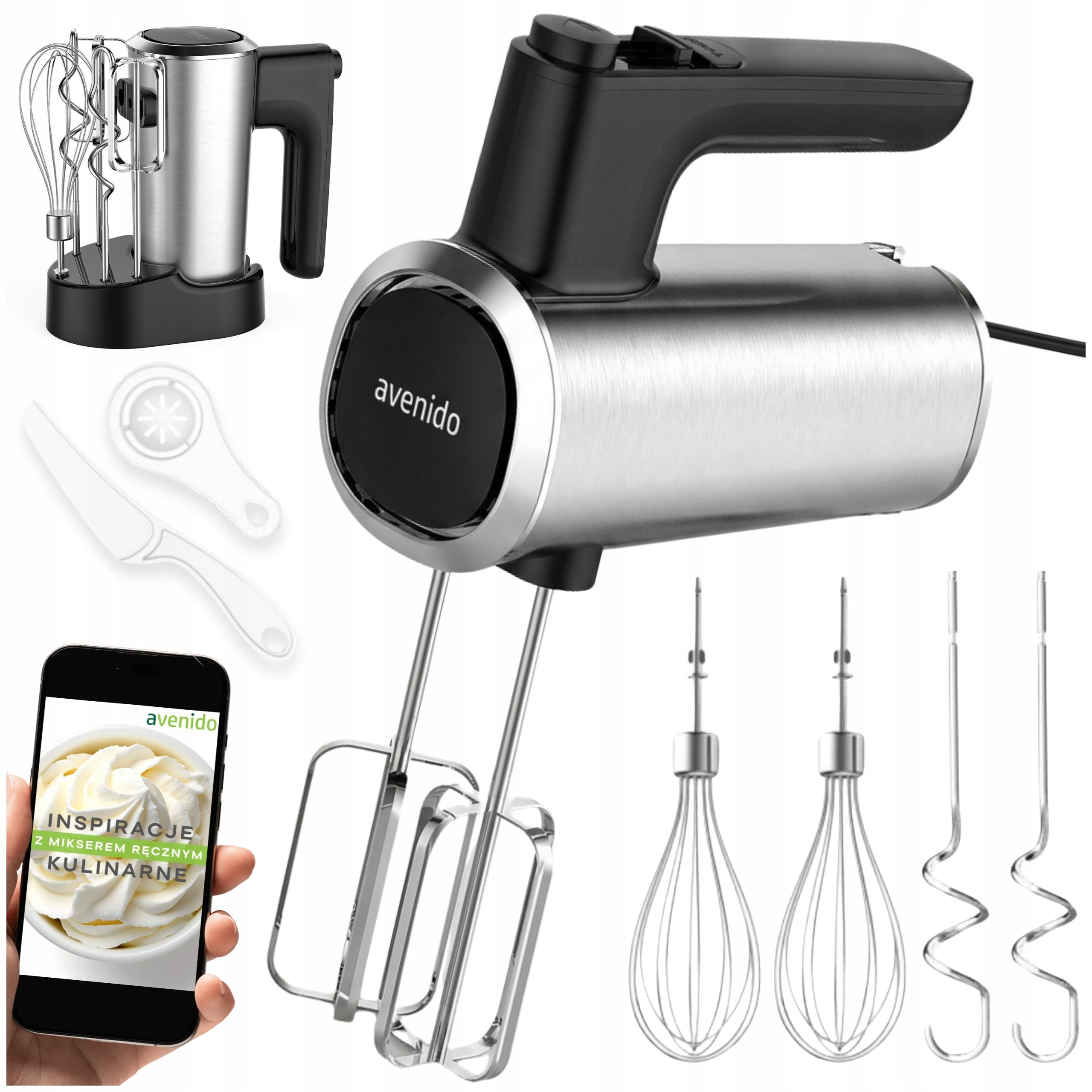 Powerful Hand Mixer 900W avenido AV4234 +6 TIPS Slow Start 5 SPEEDS