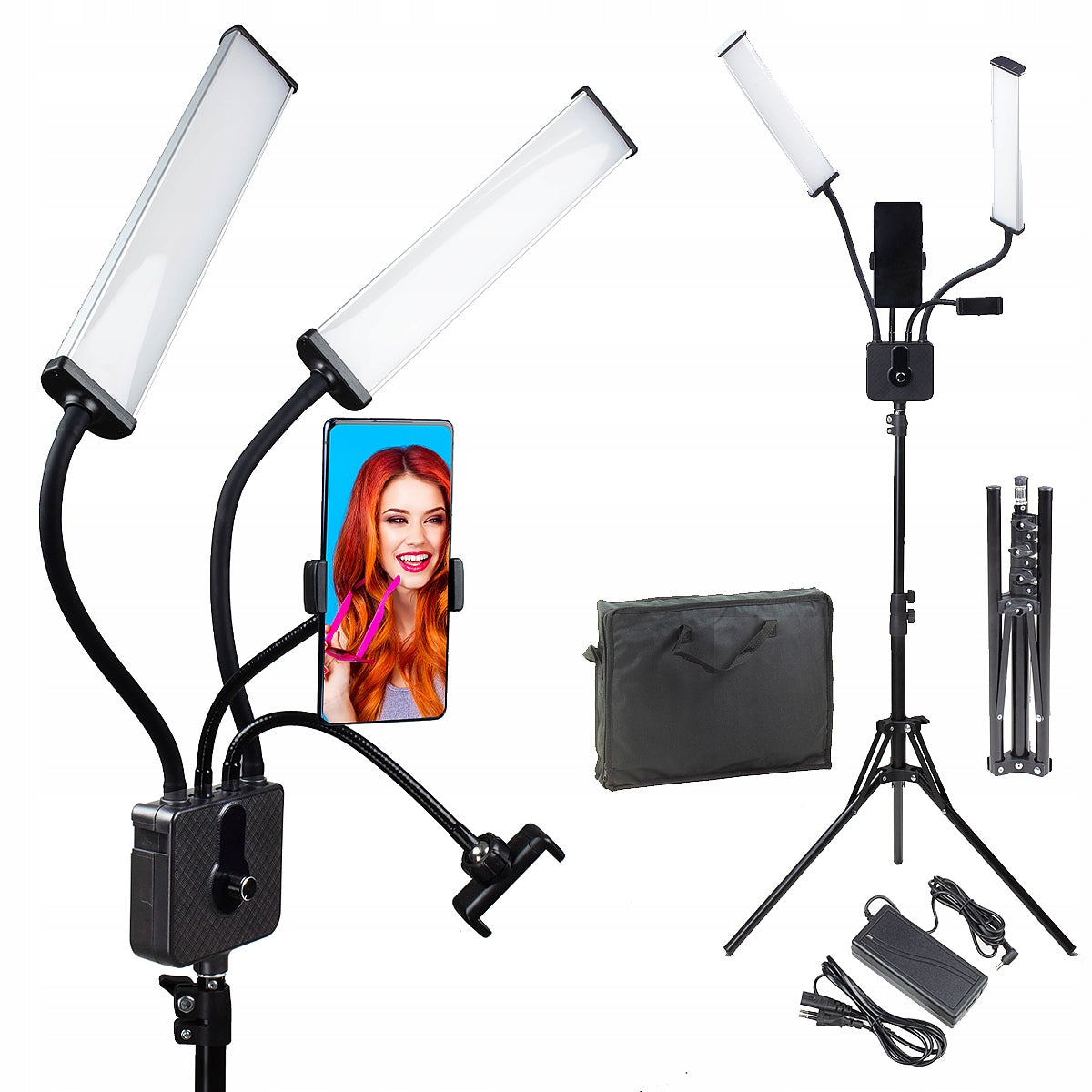 Powerful LED Cosmetic Lamp 45W 2 Modules + Tripod Batteries included no