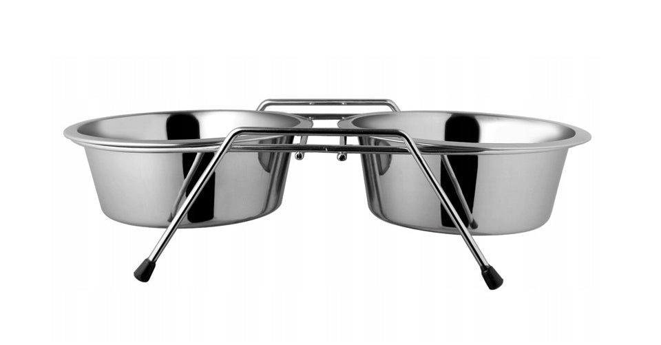 Practical Stable Set of 2 Bowls ON STAND SILVER LOW 2X0,9L Trade name 11500669388