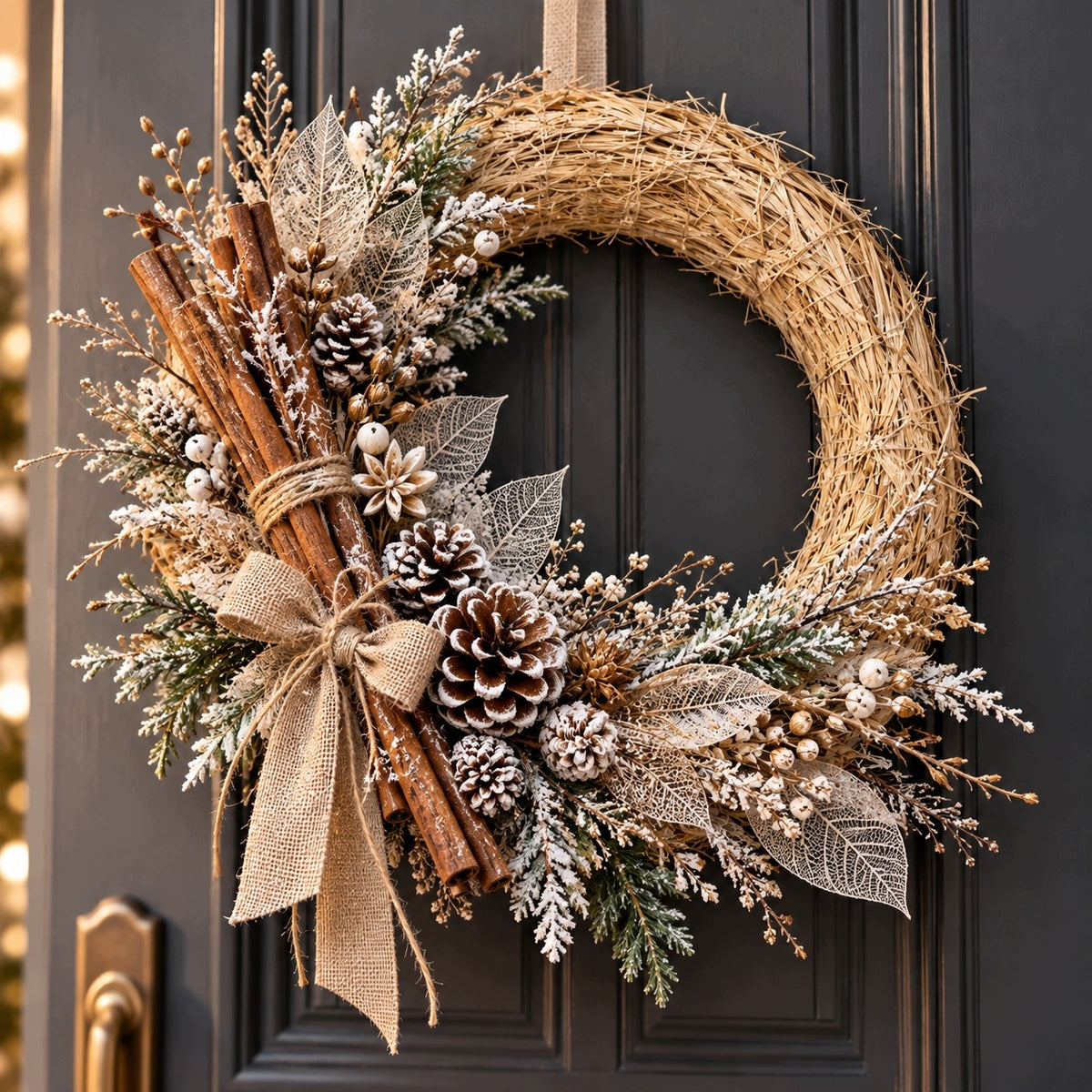 Pre-order Winter 2026 – hand decorated winter wreath natural style Packaging status original