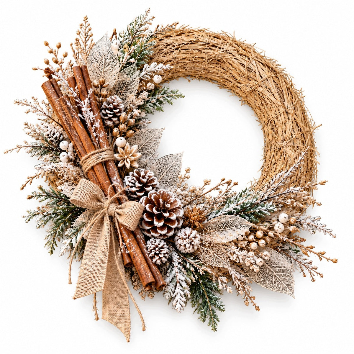 Pre-order Winter 2026 – hand decorated winter wreath natural style