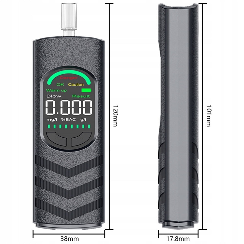 Precise electrochemical breathalyzer with USB-C charging and mouthpieces Model JCY-A05