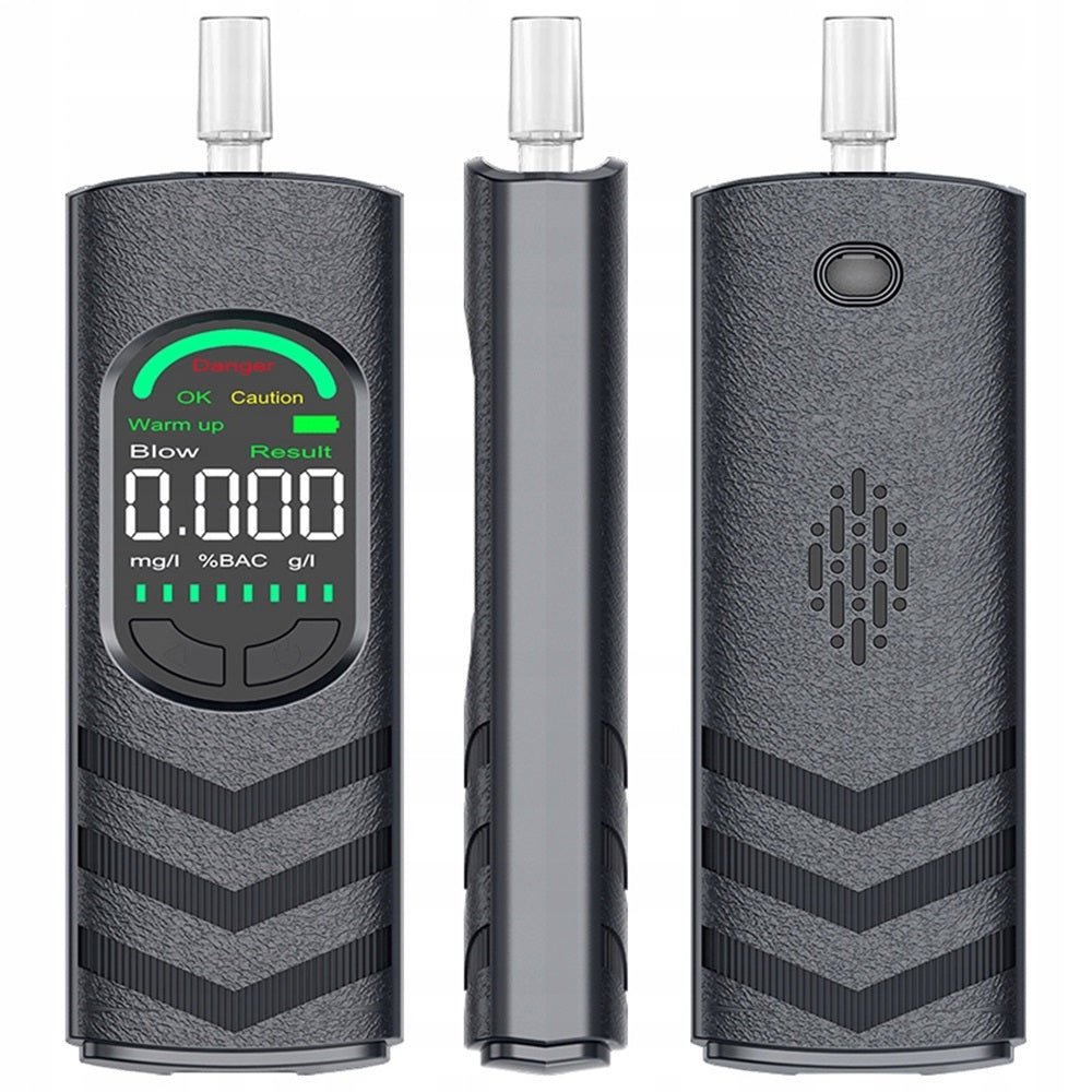 Precise electrochemical breathalyzer with USB-C charging and mouthpieces
