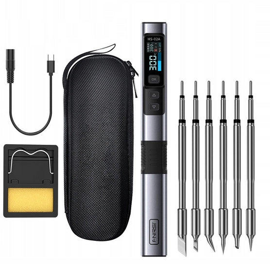 Precision USB Digital Soldering Iron Kit Fnirsi HS-02A 100W Tips 6 Pieces