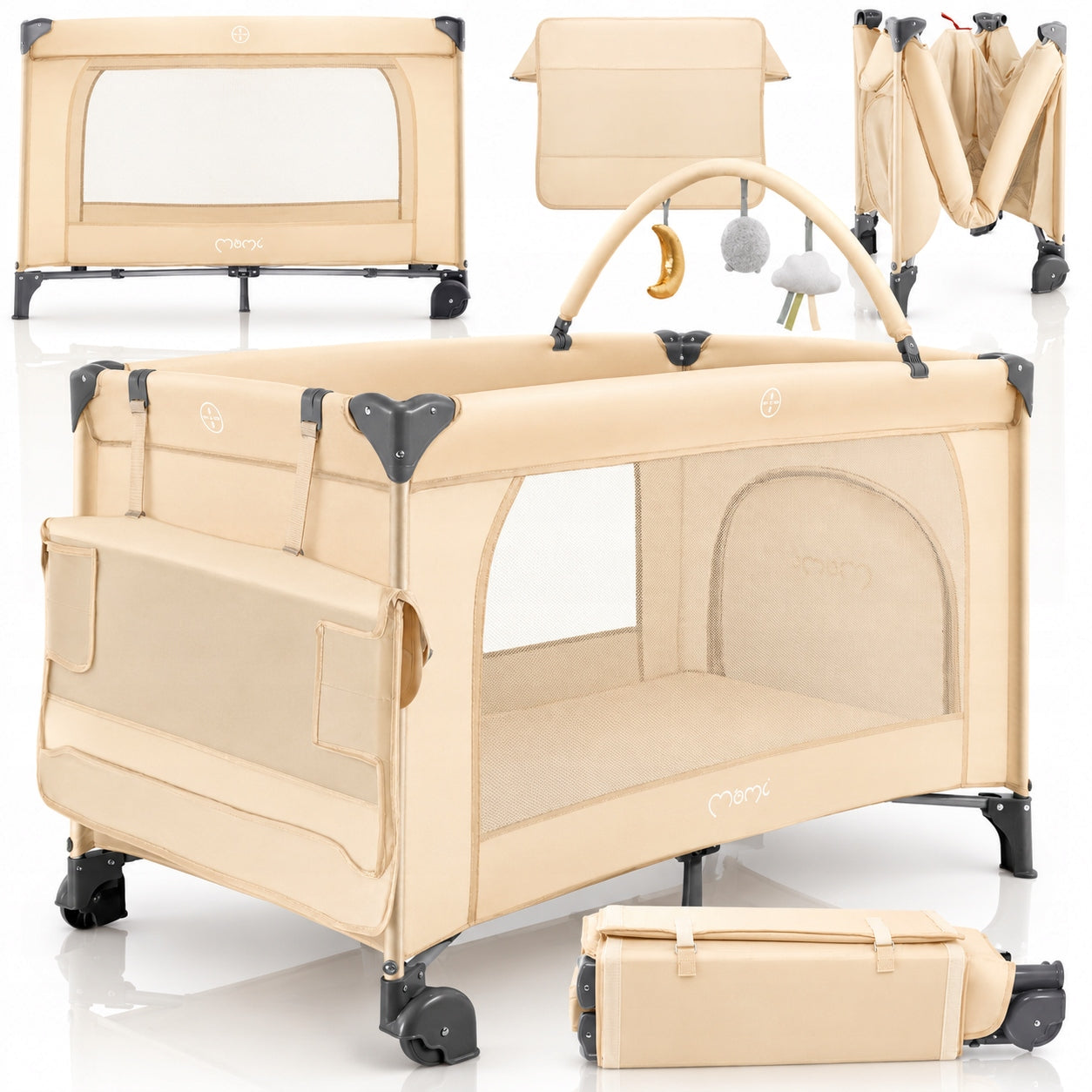 Premium 2in1 Travel cot MoMi BELOVE PLUS - changing table mattress bag