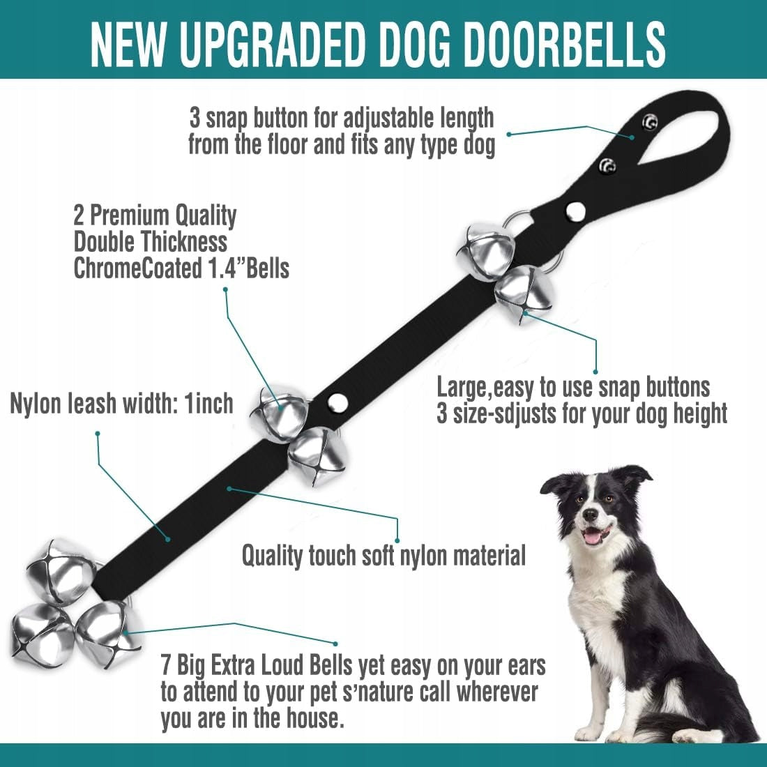 Premium Dog Doorbells for Training - 7 Extra Large, Adjustable & Loud Bells Packaging status original