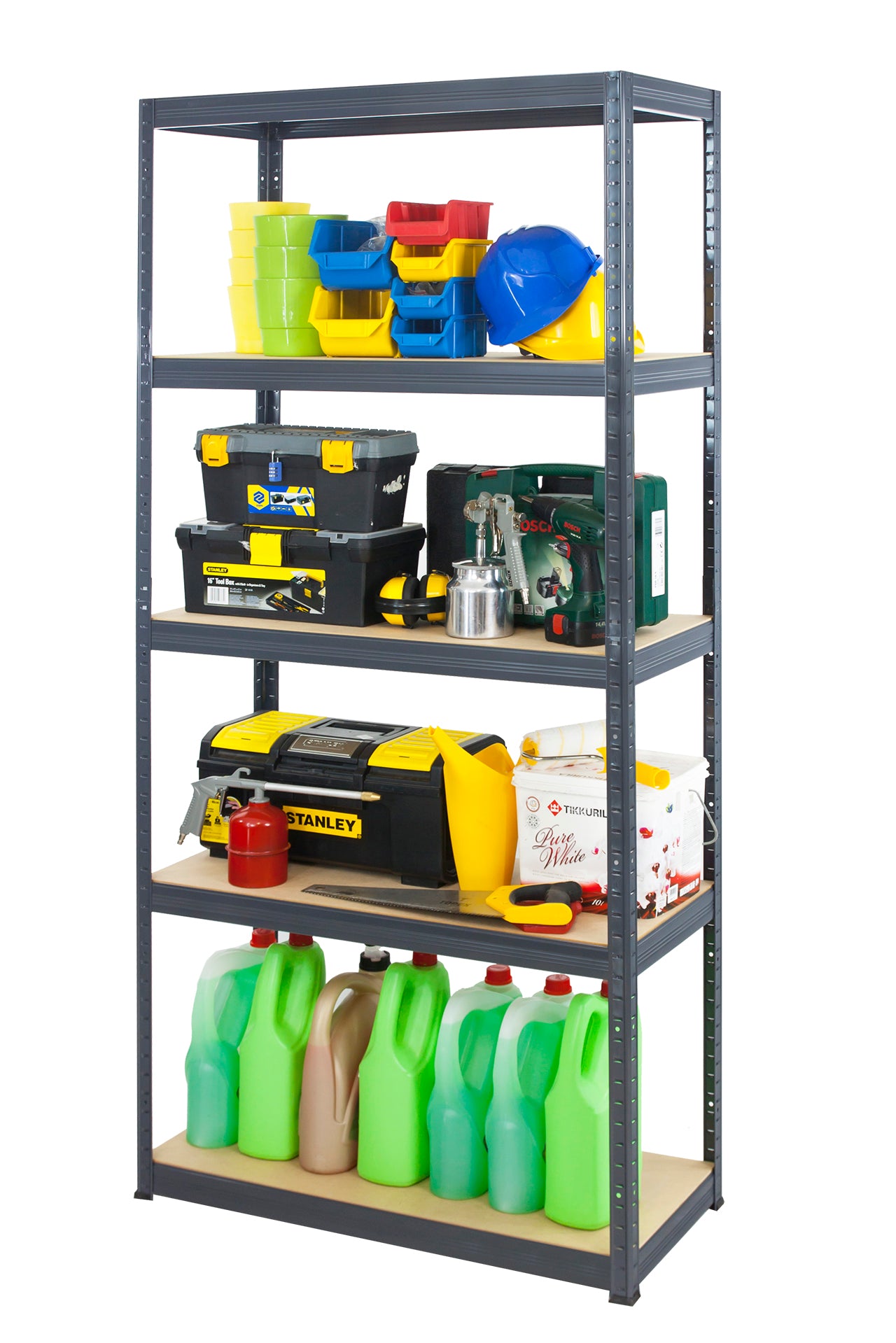 Premium metal storage rack HELIOS 180x120x30cm 5Px350kg DURABLE Packaging status original