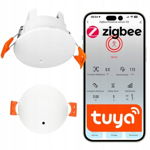Presence sensor ZigBee 24GHz radar Tuya ceiling 230V white Sone Smart