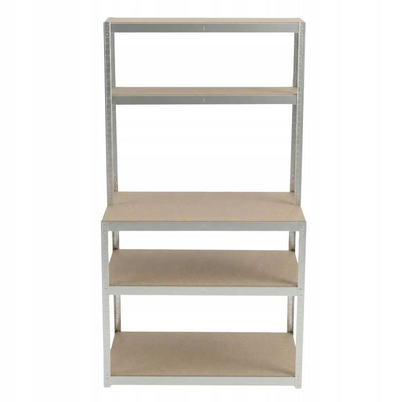 Press-in metal shelving unit with worktop 5 shelves 180×100×60×30 875kg galvanized Manufacturer Profix