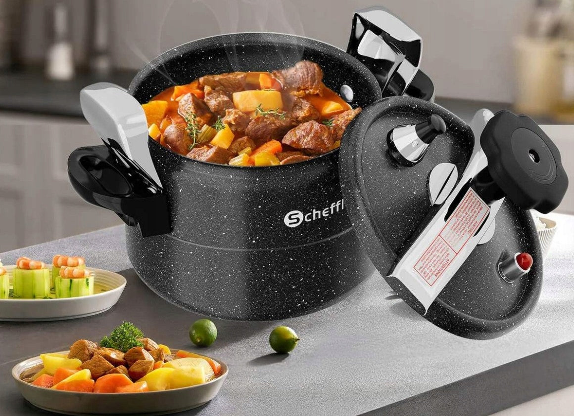 Pressure Cooker Aluminum Pressure Pot 11 Liters for Gas Induction BLACK Brand Scheffler