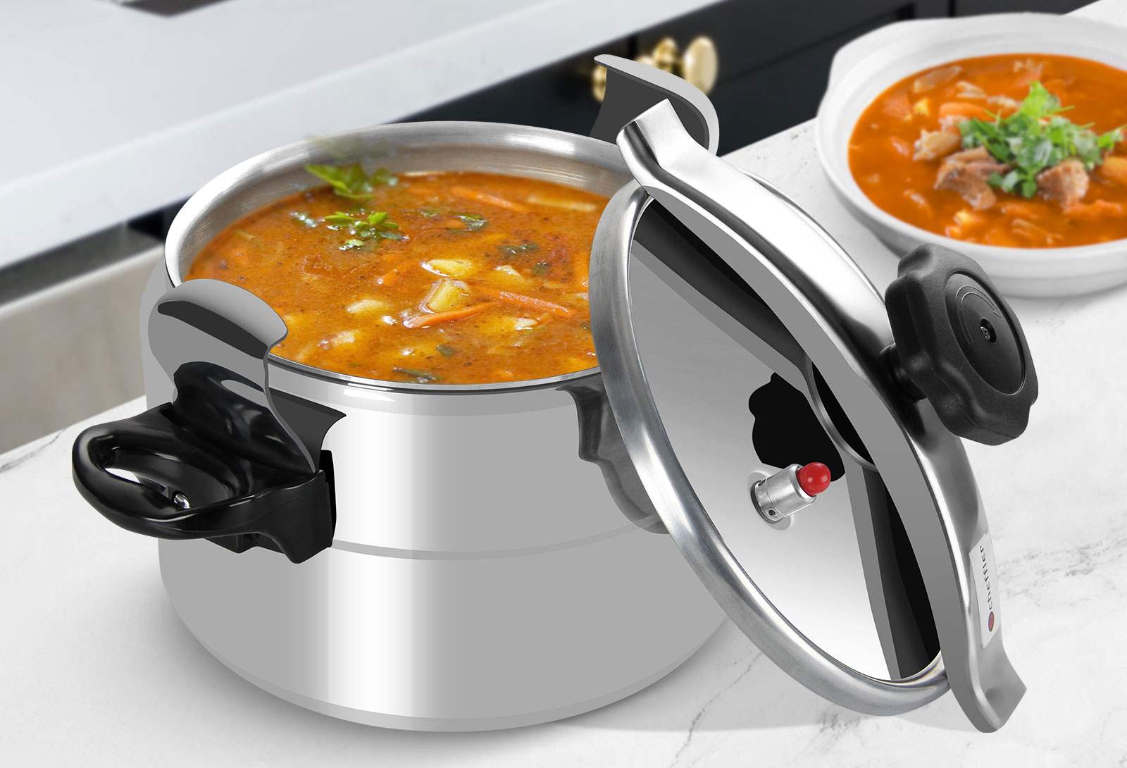 Pressure Cooker Aluminum Pressure Pot 3 Liters For Induction Gas SILVER Brand Scheffler