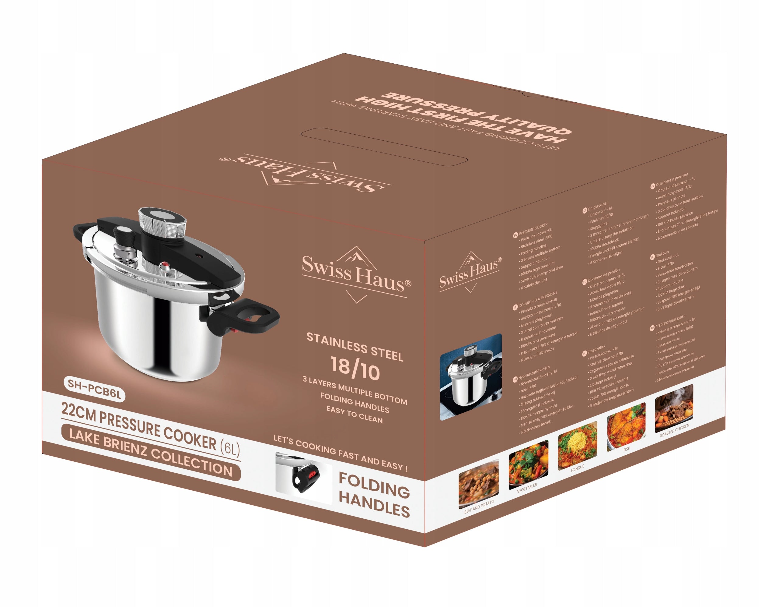 Pressure Cooker Pressure Pot 6 Liters for Gas Induction Manufacturer code SH-PCB6L
