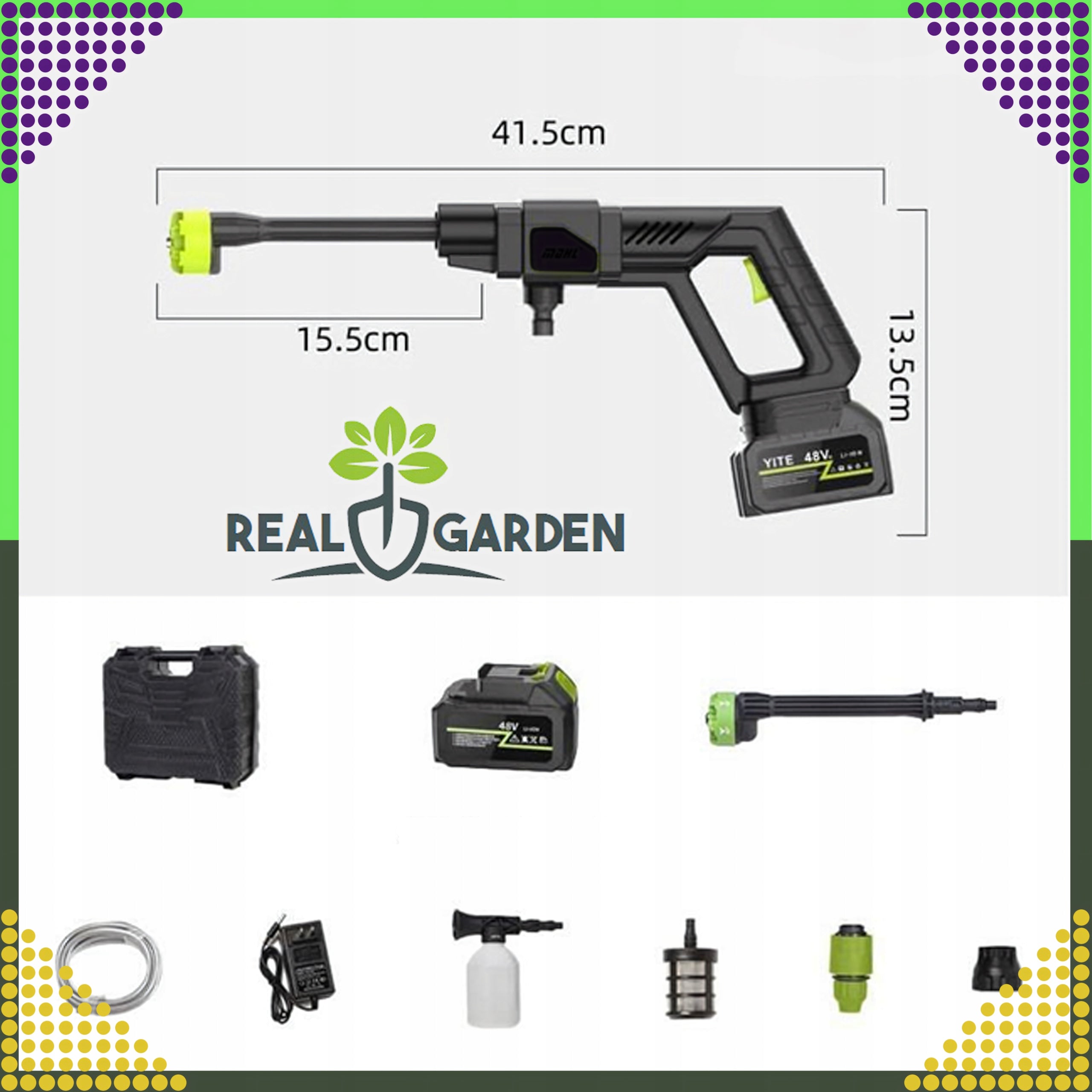 Pressure Washer Cordless 48V 30 Bar 200W POWERFUL Kit Operating pressure 30 bar