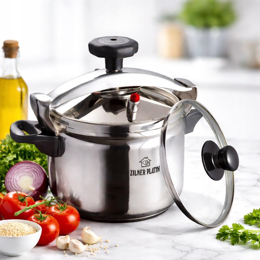 Pressure cooker 5L + additional glass lid for gas induction Packaging status original