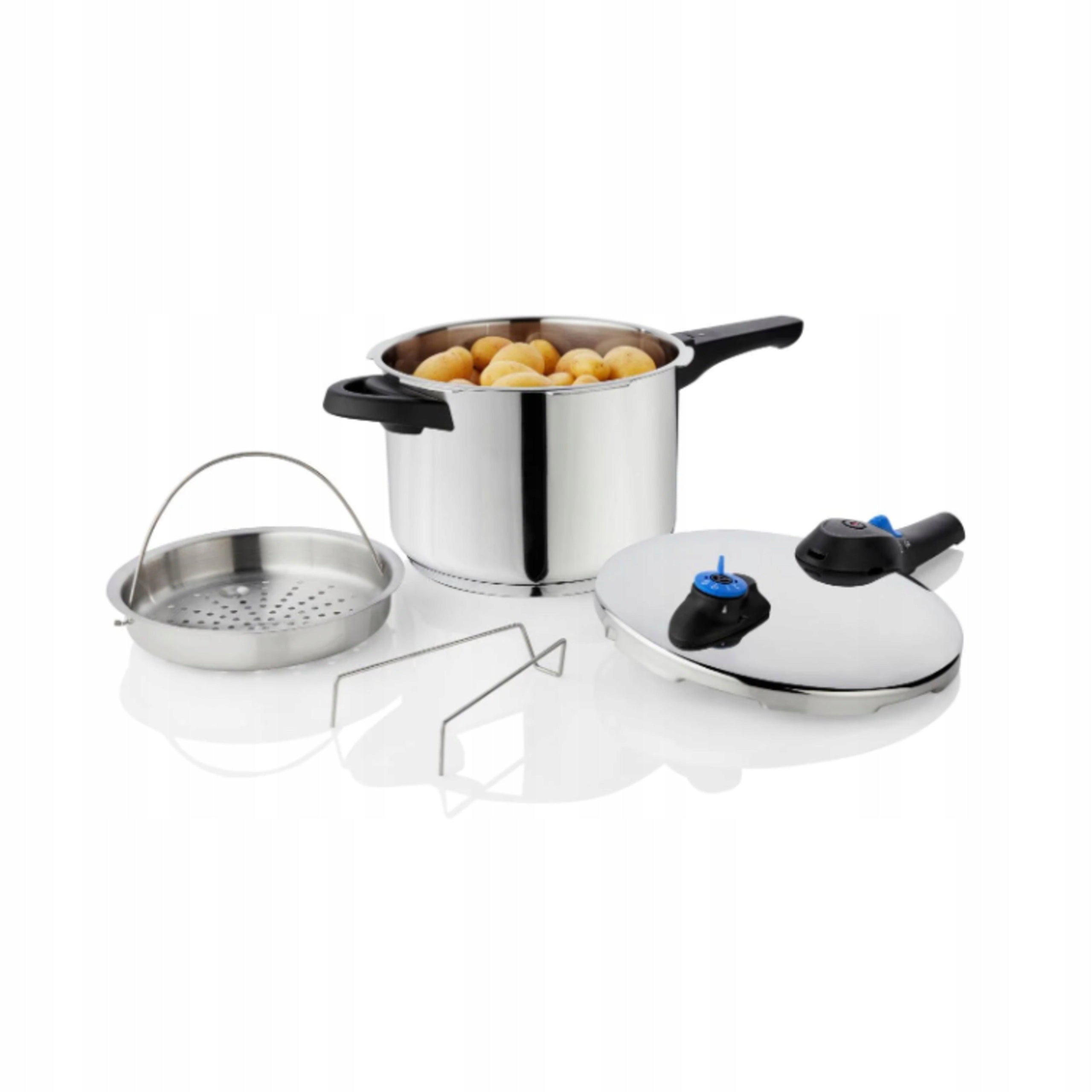 Pressure cooker capacity 6 l diameter 22 cm for induction steel steam cartridge