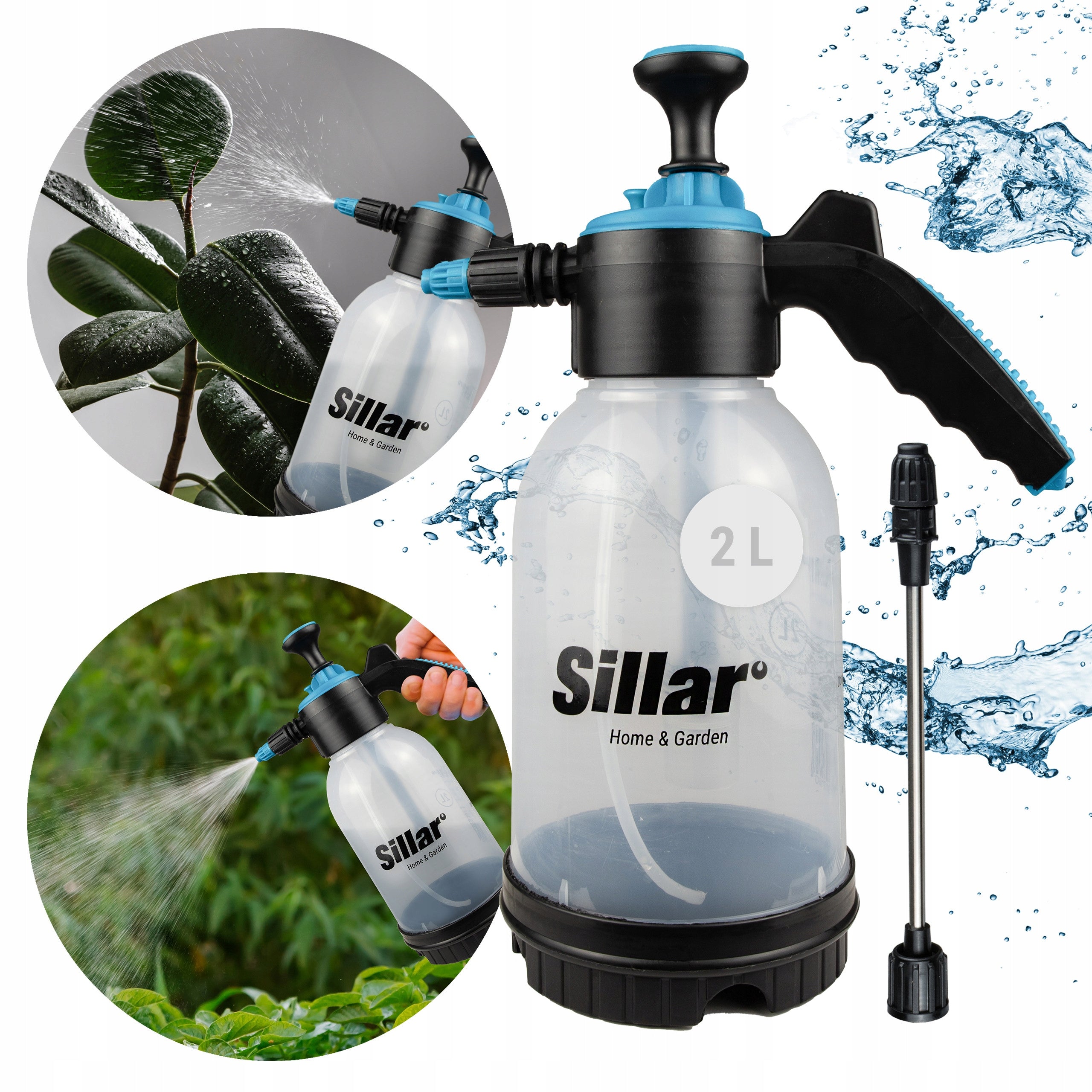 Pressure sprayer Sillar 2L hand washer plants with measuring cup +Lanca