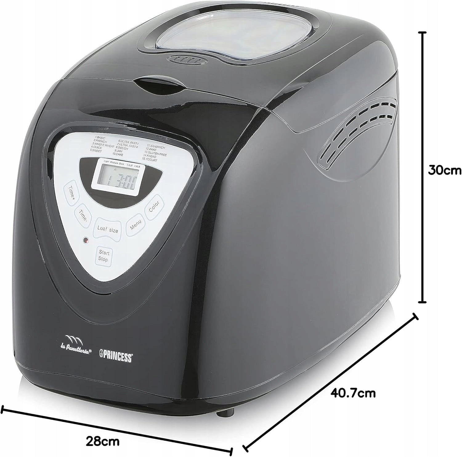 Princess 152009 Gluten Free Bread Machine 15 programs 900g 600W Dominant color black