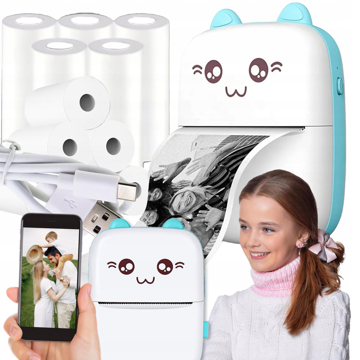Print thermal printer mini instant camera + 11 rolls paper