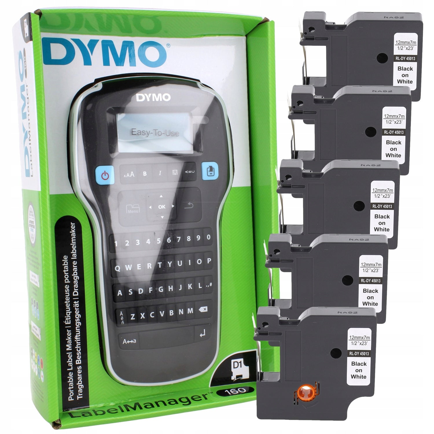 Printer DYMO LabelManager160 LM160 + 5x tape D1 45013 + 6 batteries FREEBIE Packaging status original