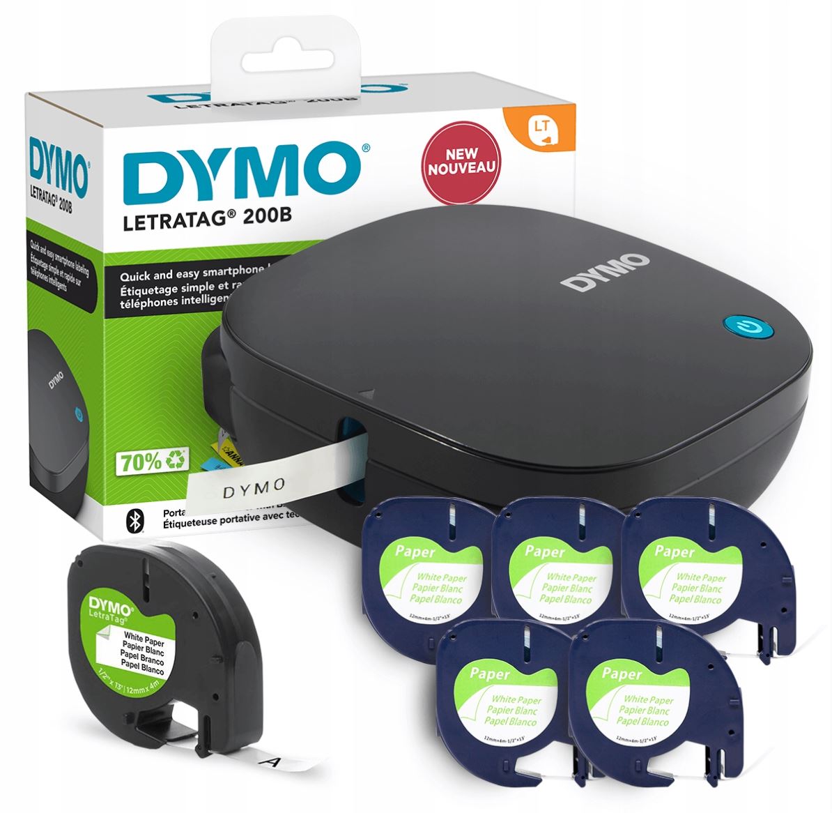 Printer Dymo Letra Tag 200B + 5 white paper tapes + freebie tape!