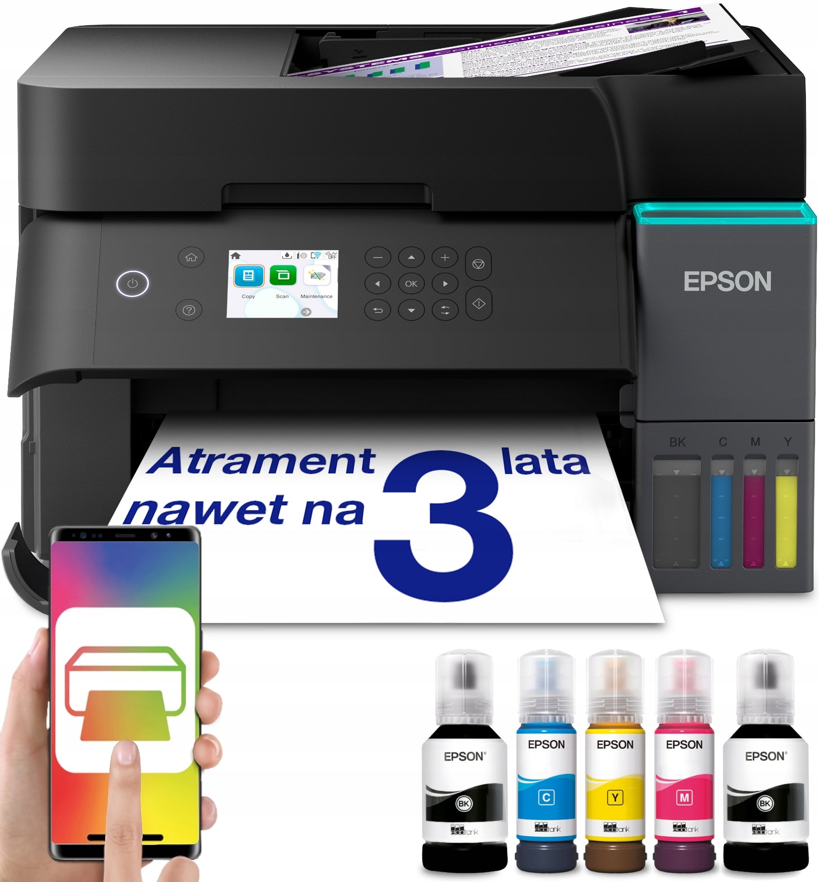 Printer Epson EcoTank Device 3in1 SCAN DUPLEX DADF WIFI LAN + INKS