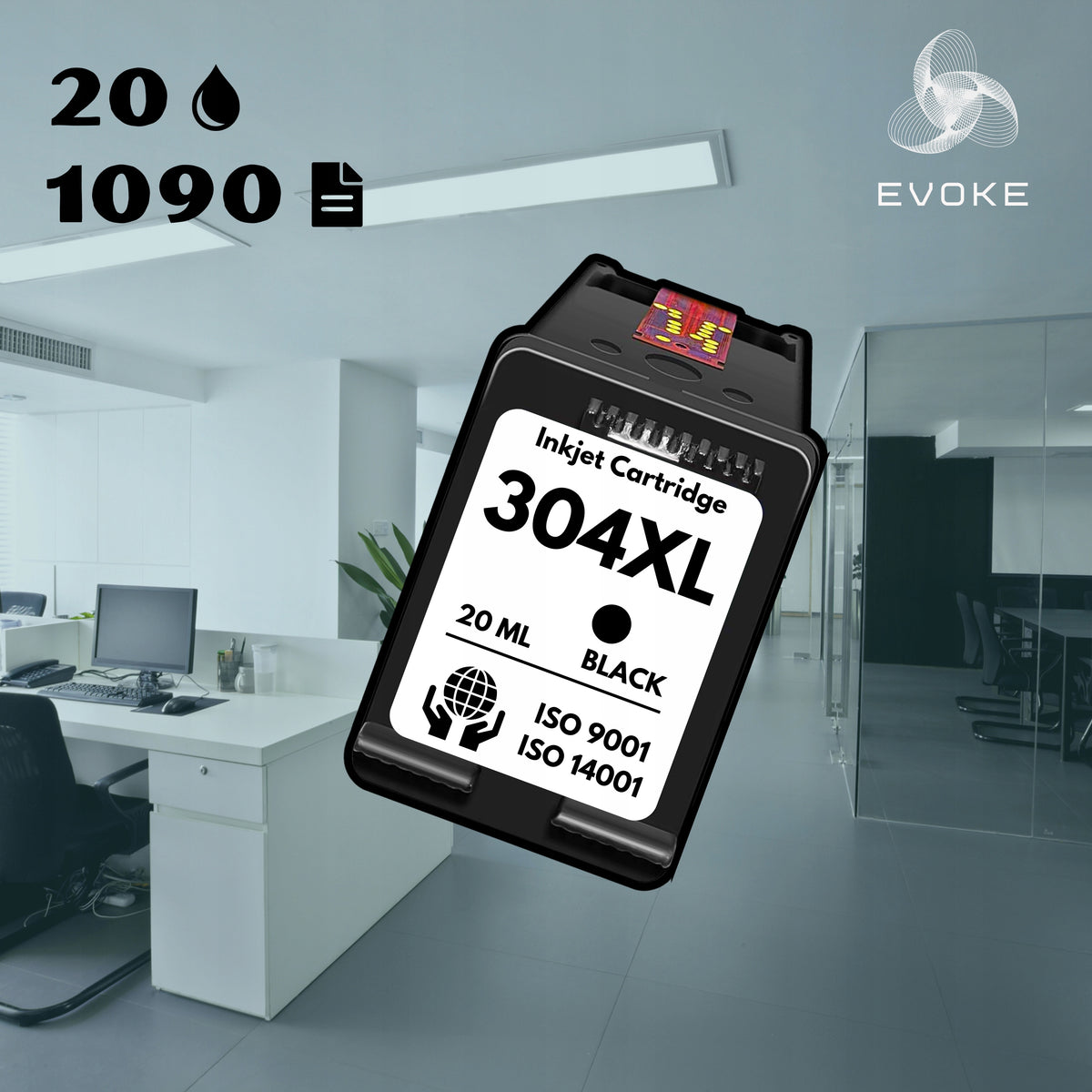 Printer ink HP 304 black XL | replacement 20 ml | 5x MORE PRINTS Packaging status original