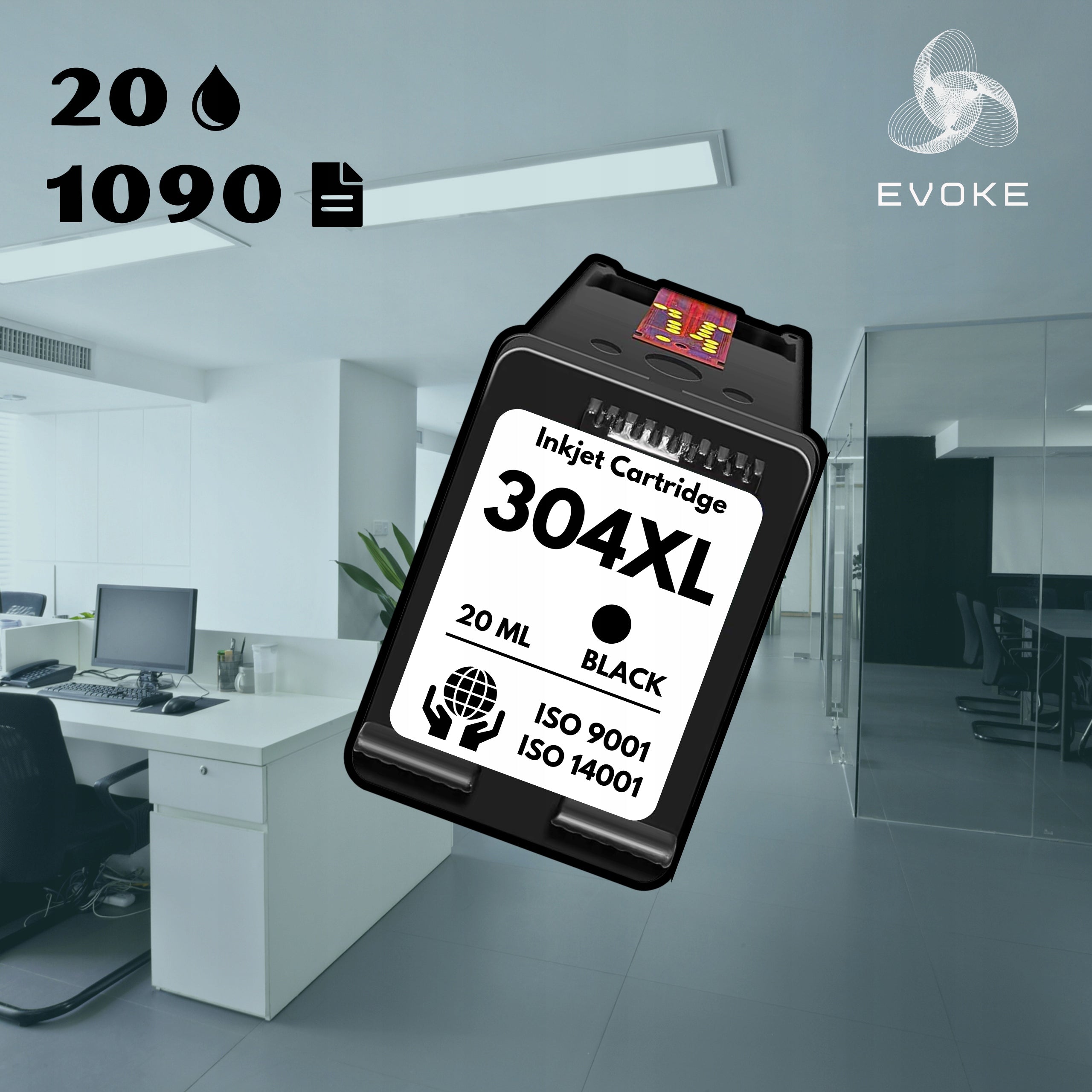 Printer ink HP 304 black XL | replacement 20 ml | 5x MORE PRINTS Packaging status original