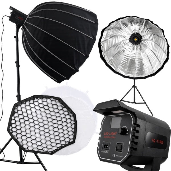 Professional 150W LED Photo Lamp with 90cm Softbox, 210cm Tripod Packaging status original