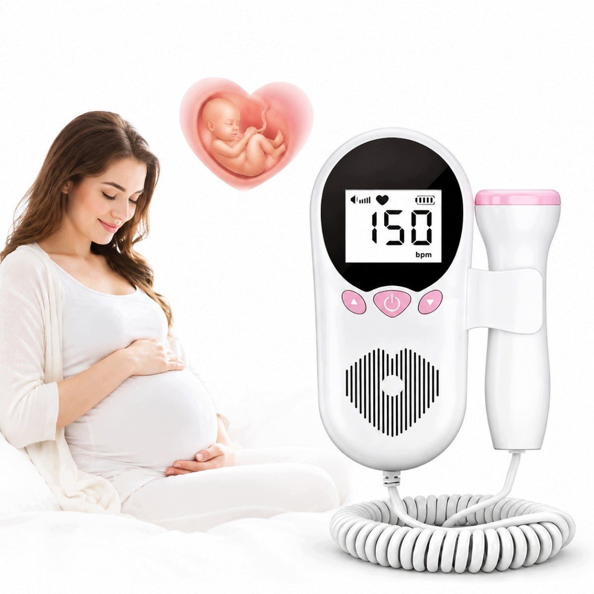 Professional Baby Fetal Heart Rate Detector with Waterproof Probe