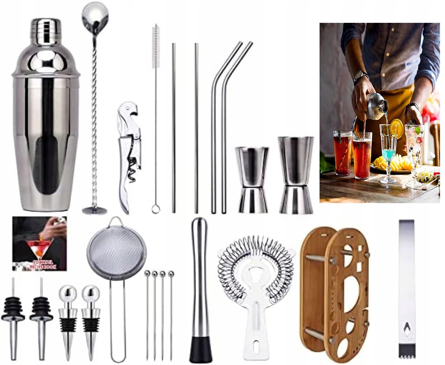 Professional Bartending Set for Cocktail Drinks 23in1 Shaker Manufacturer Anytech