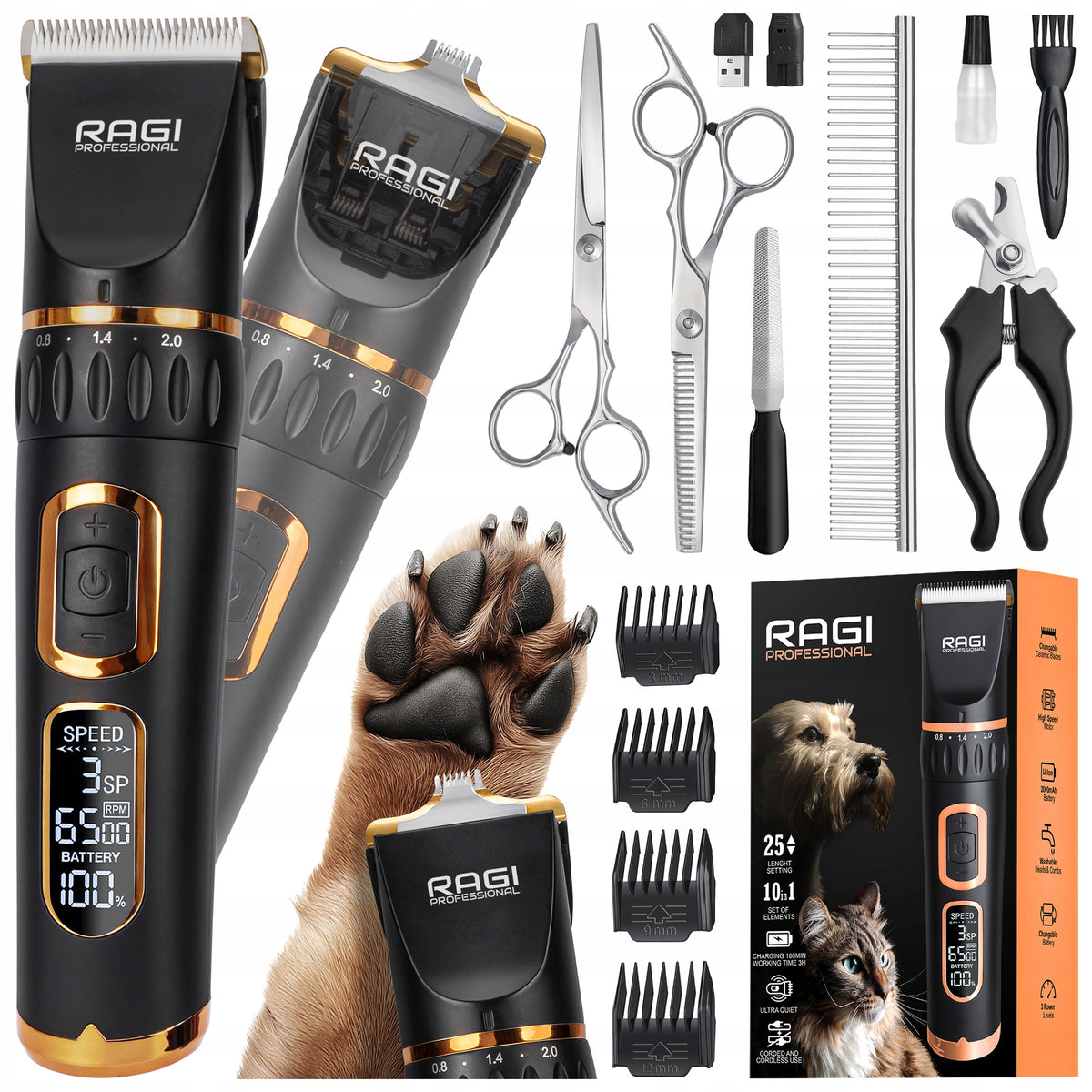 Professional Dog Clipper Dog Trimmer 12in1 Ragi