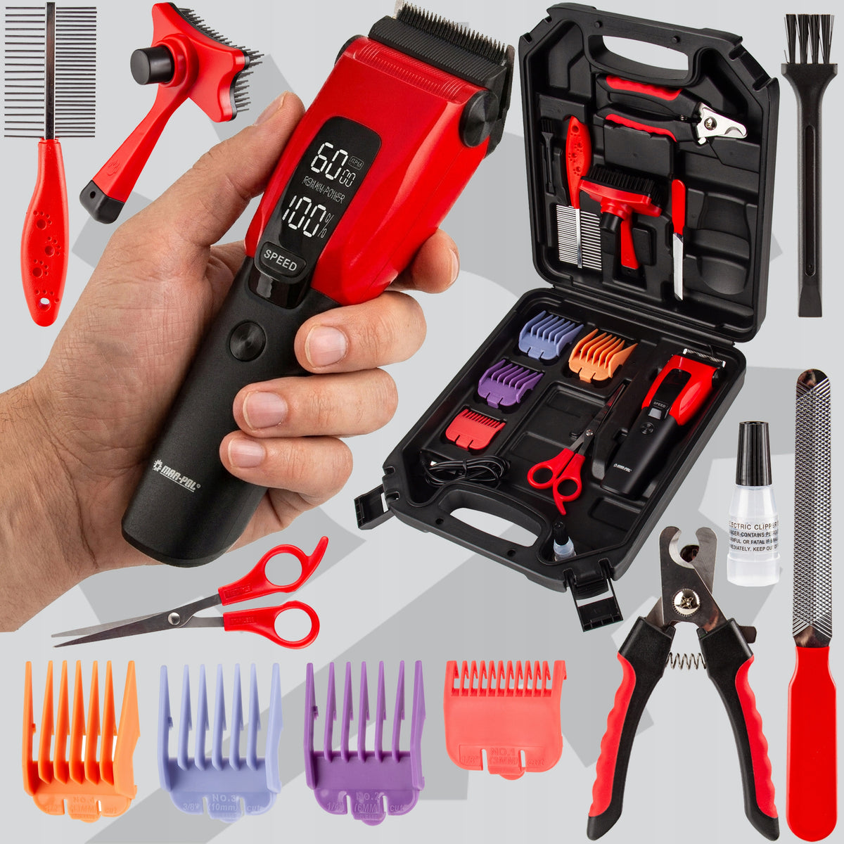 Professional Dog Hair Clipper Silent Trimmer for Dog MAR-POL 12in1 Packaging status original