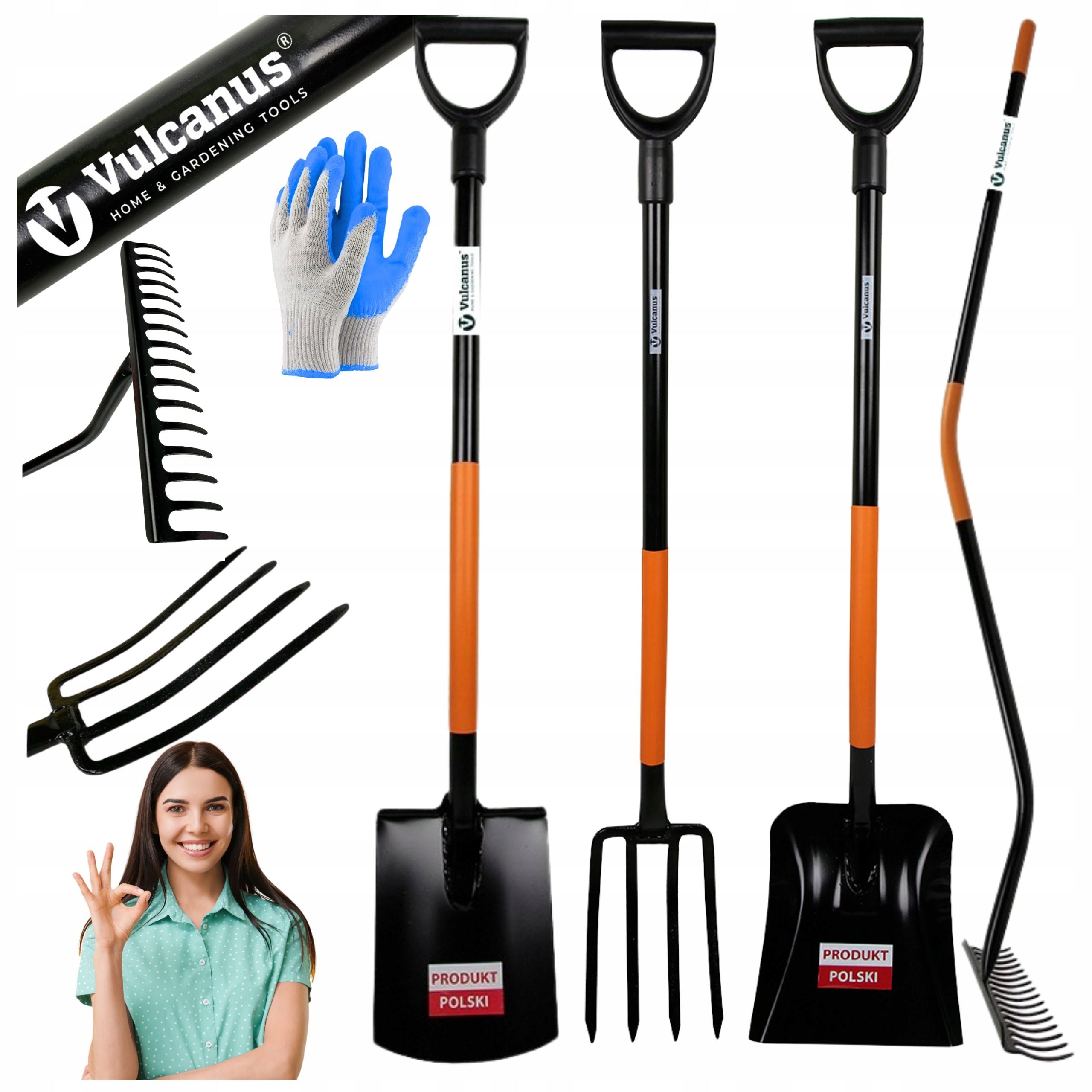 Professional Garden Tool Set Shovel Spade Rake Forks 4pcs