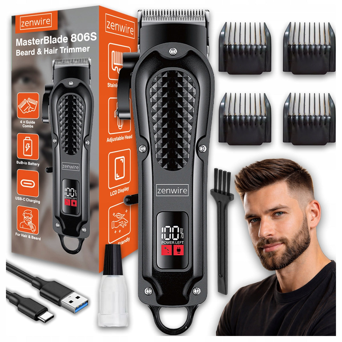 Professional Hair Shaving Clipper Beard Men's USB Trimmer