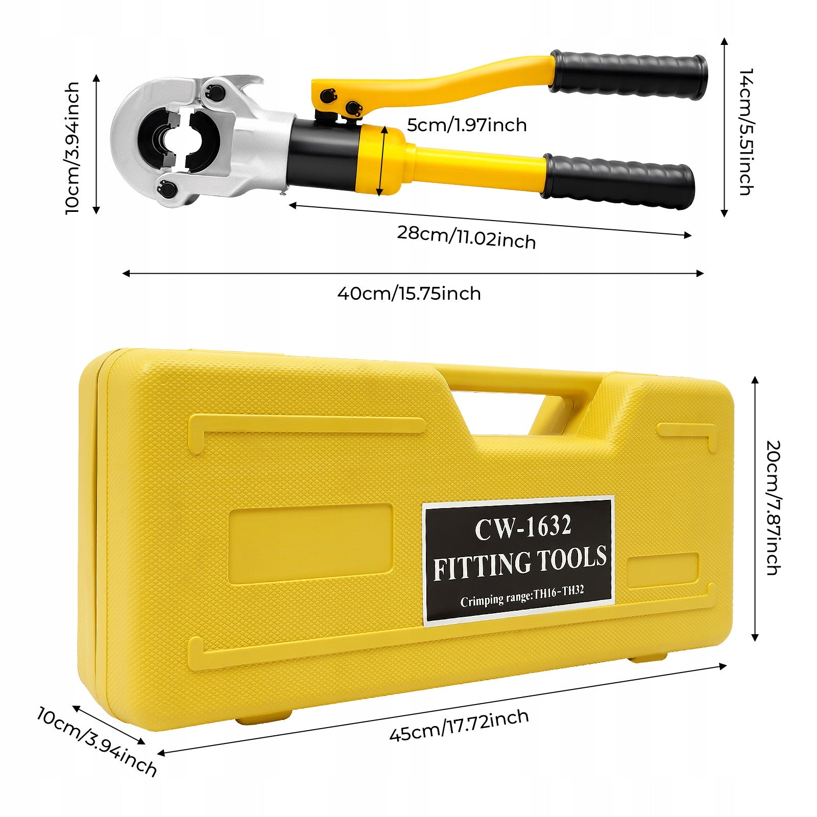 Professional Hydraulic Crimping Tool with Crimping Dies TH16, 20, 25, 32 mm EAN (GTIN) 747495457369