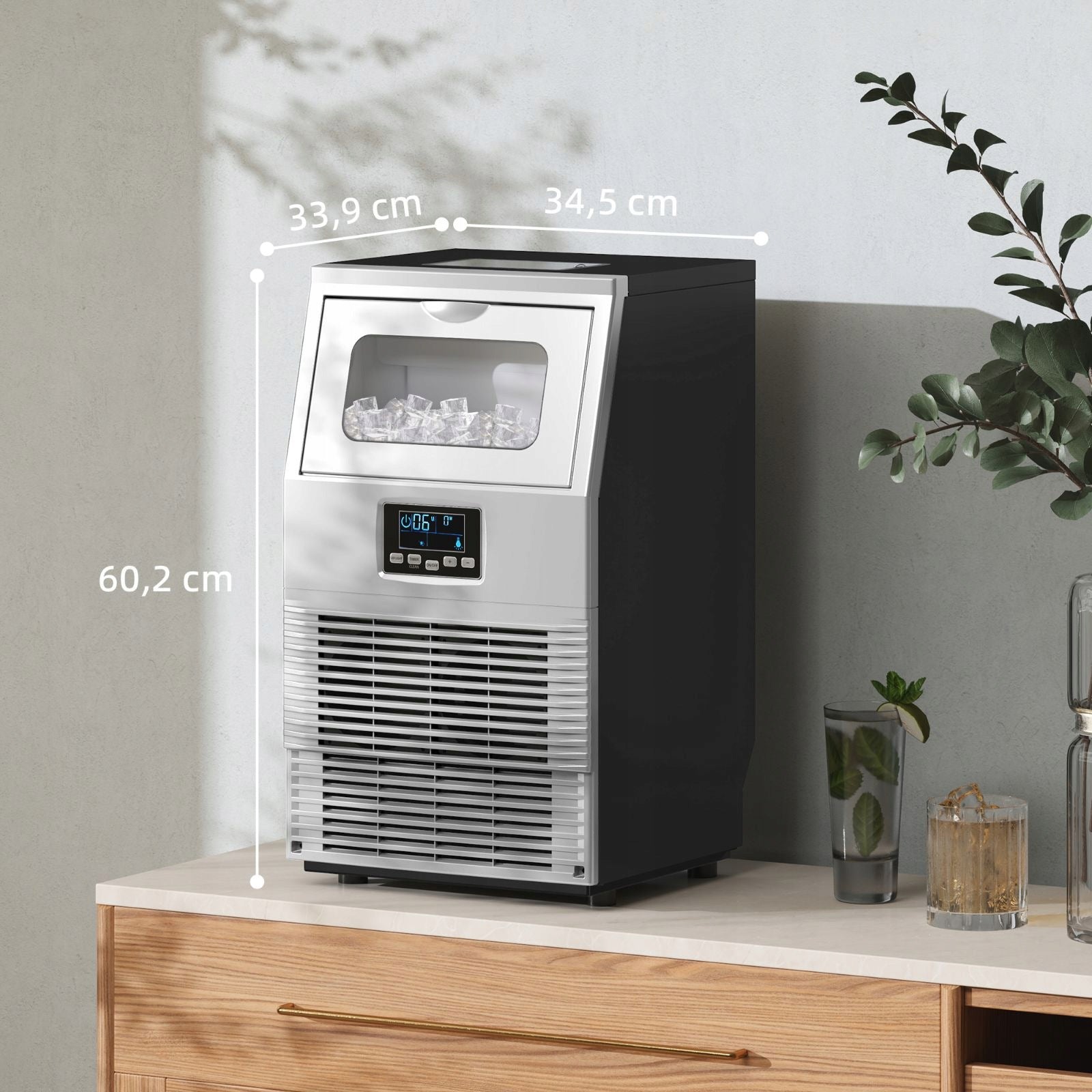 Professional LED Ice Cube Machine, Drawer, Silver Brand no brand