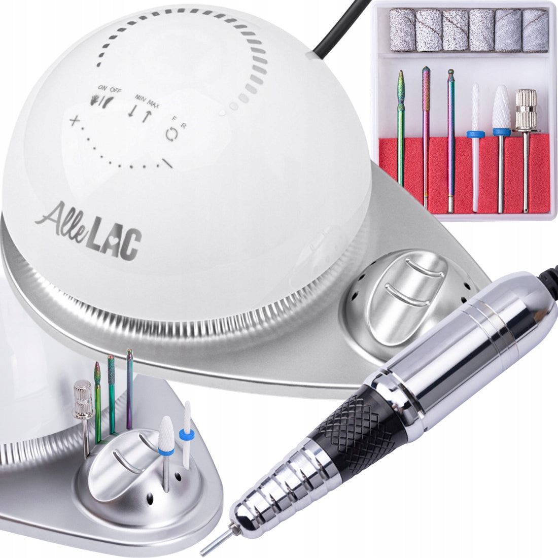 Professional Nail Milling Machine ALLELAC M21 65W Strong + Cutters Caps
