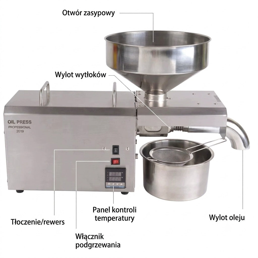 Professional Stainless Steel Oil Press 6 - 10 kg/h