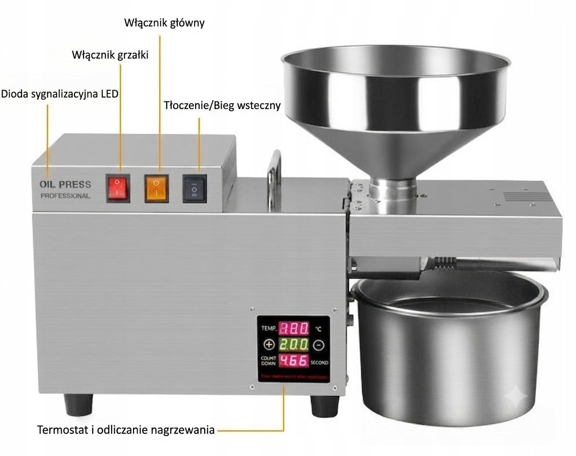 Professional Stainless Steel Oil Press 8 - 13 kg/h