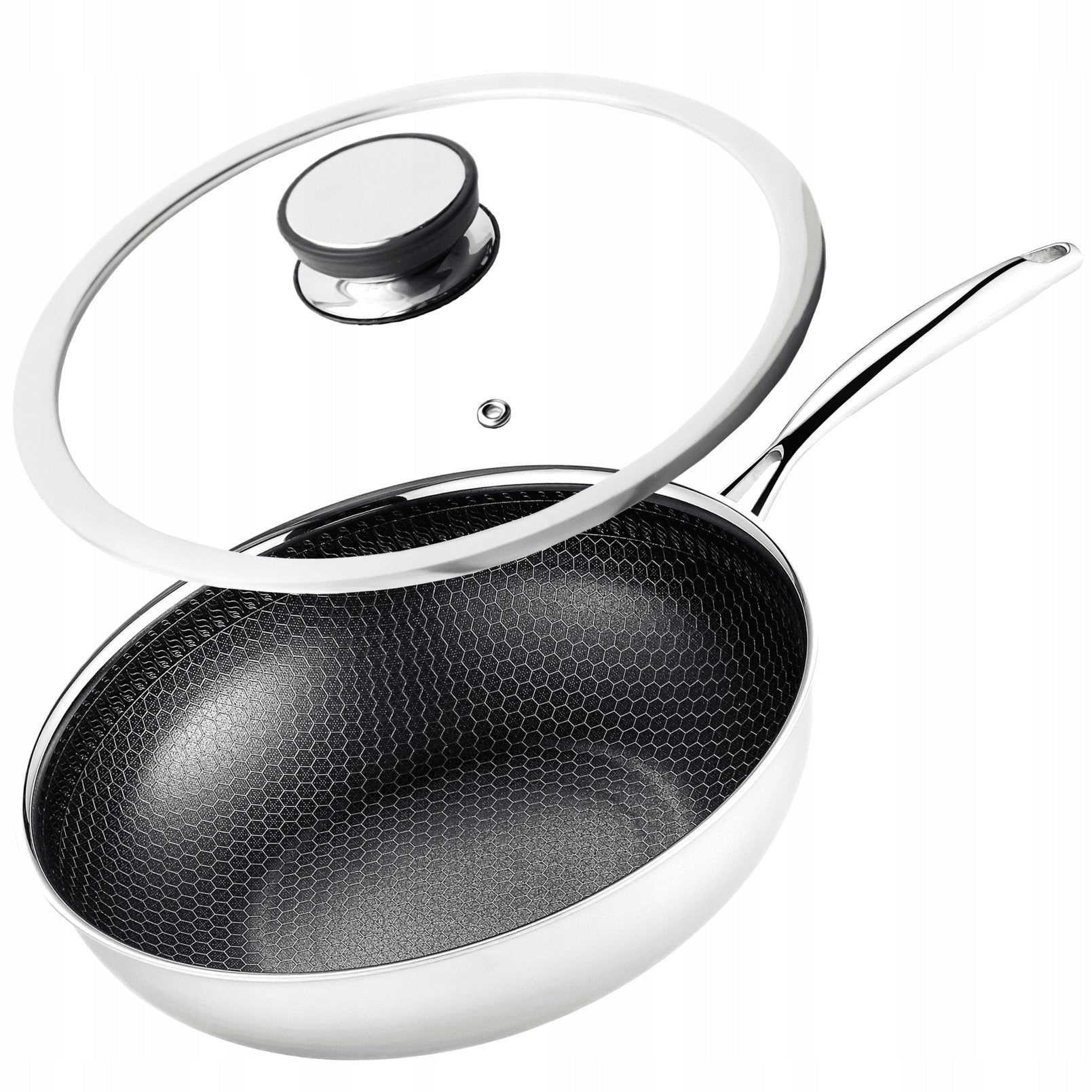 Professional WOK Induction Pan 30cm With Lid Stainless Deep