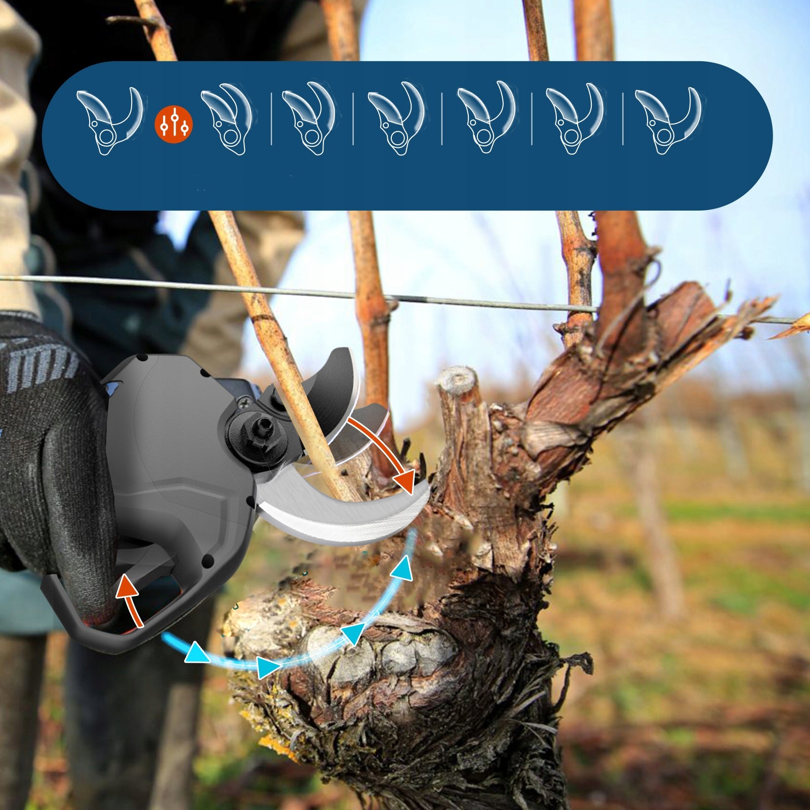 Professional electric pruning shear 40mm, 1050W power pruner orchards PRU40 Product weight with unit packaging 4.35 kg