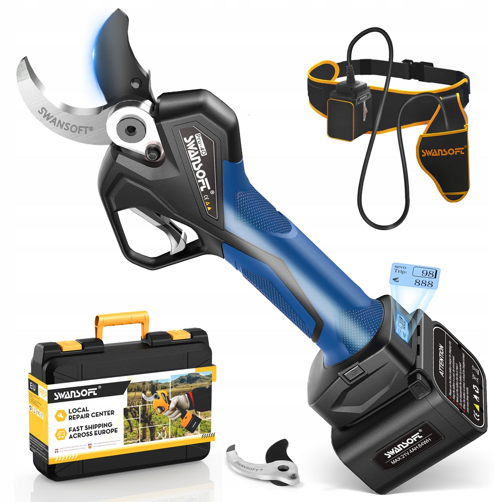 Professional electric pruning shear 40mm, 1050W power pruner orchards PRU40