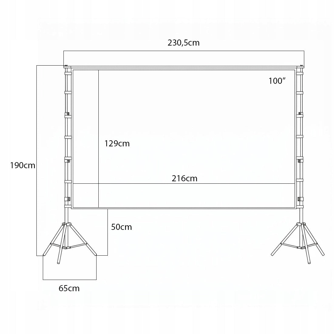 Projection Screen Portable 100 Inch 4K Tripod 16:9 Double Sided Projection Packaging status original