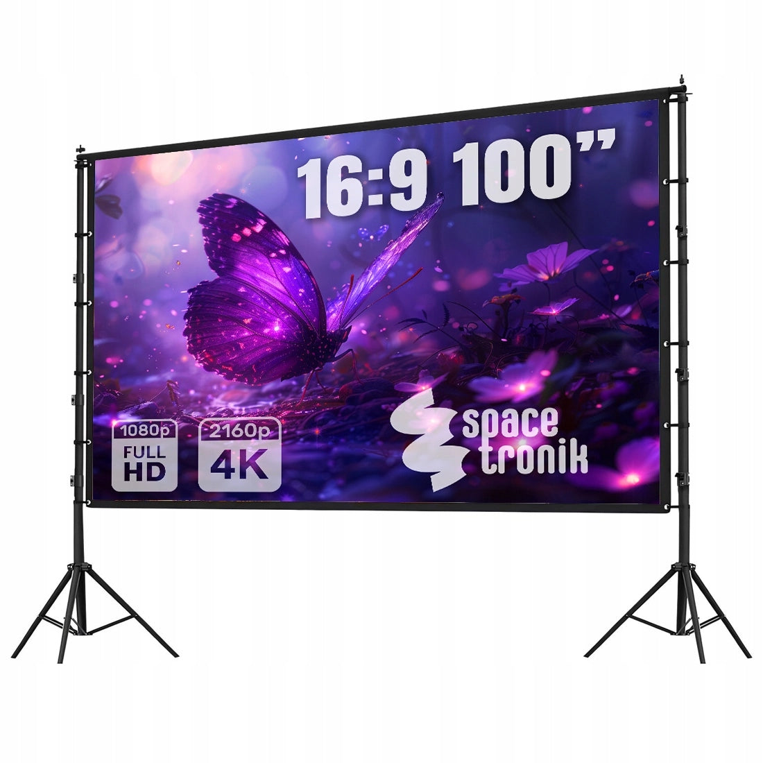 Projection Screen Portable 100 Inch 4K Tripod 16:9 Double Sided Projection