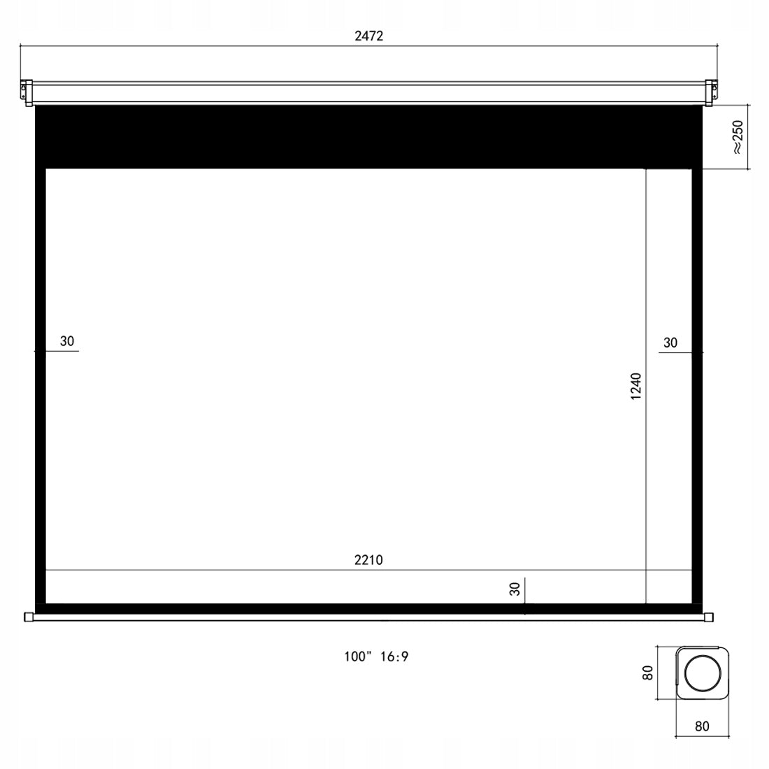 Projection Screen Wall Mounted Projector ELECTRIC Automatic POLOT 100 inches Packaging status original